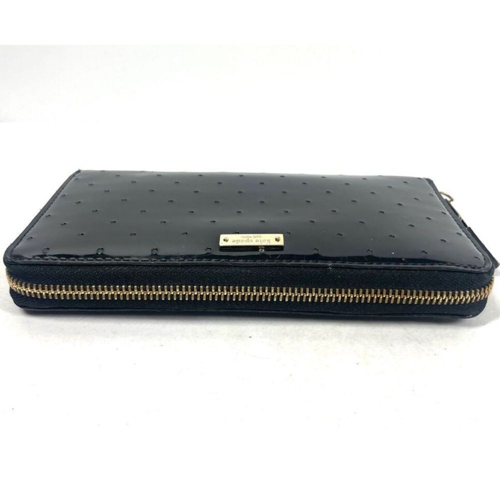 Kate Spade Patent Black Dotted Continental Wallet